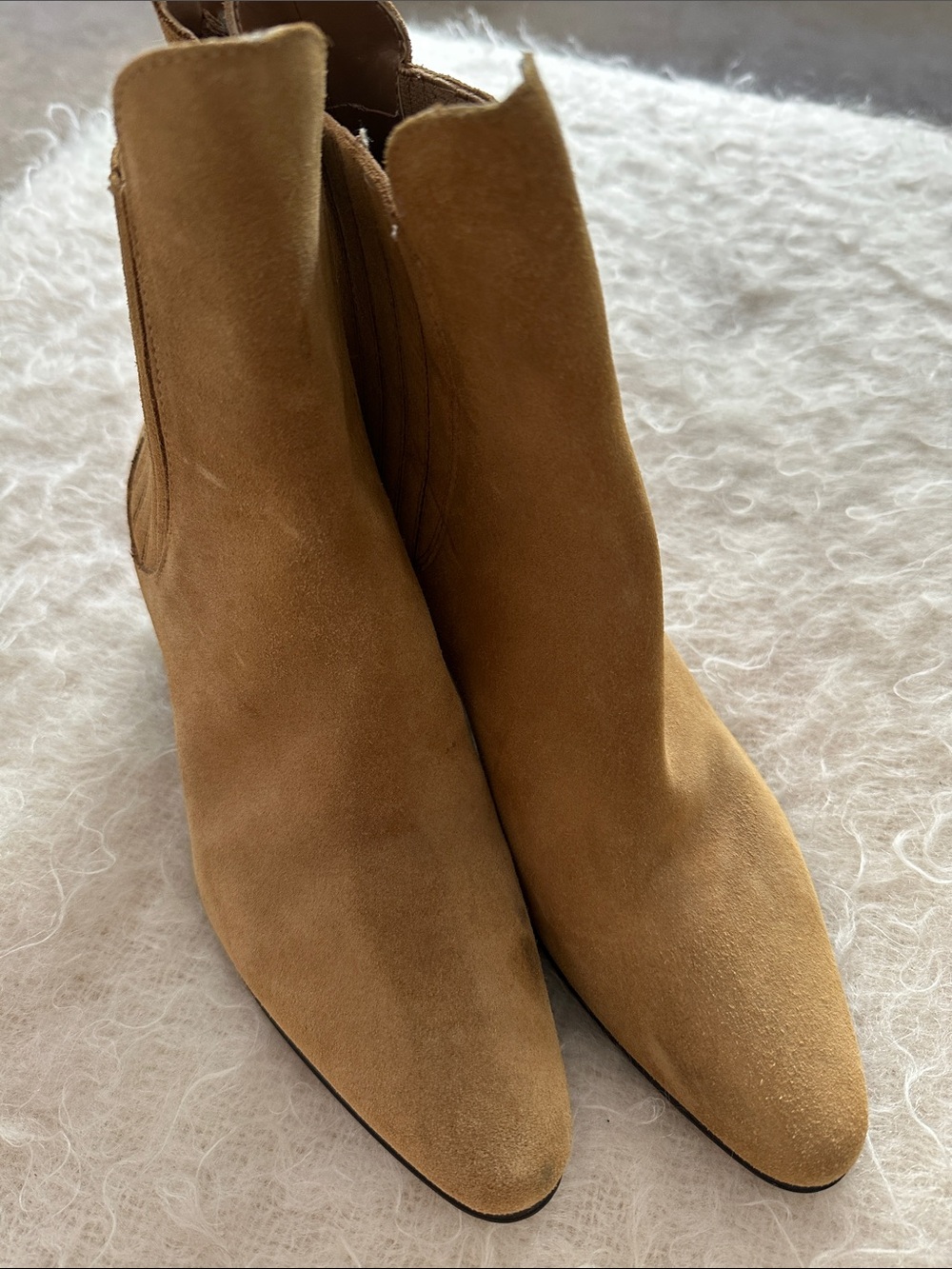 NWT Zara Suede Leather Chelsea Western Boots Camel Tan EU 37 US 6.5 - Picture 2 of 12